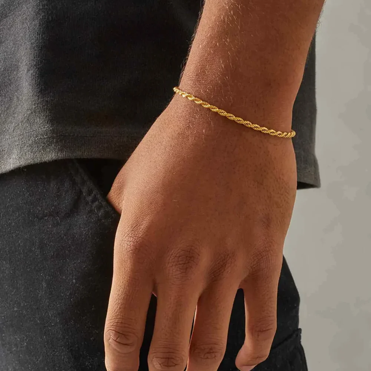 GOBRET. | 3MM Gold Rope Bracelet 18K